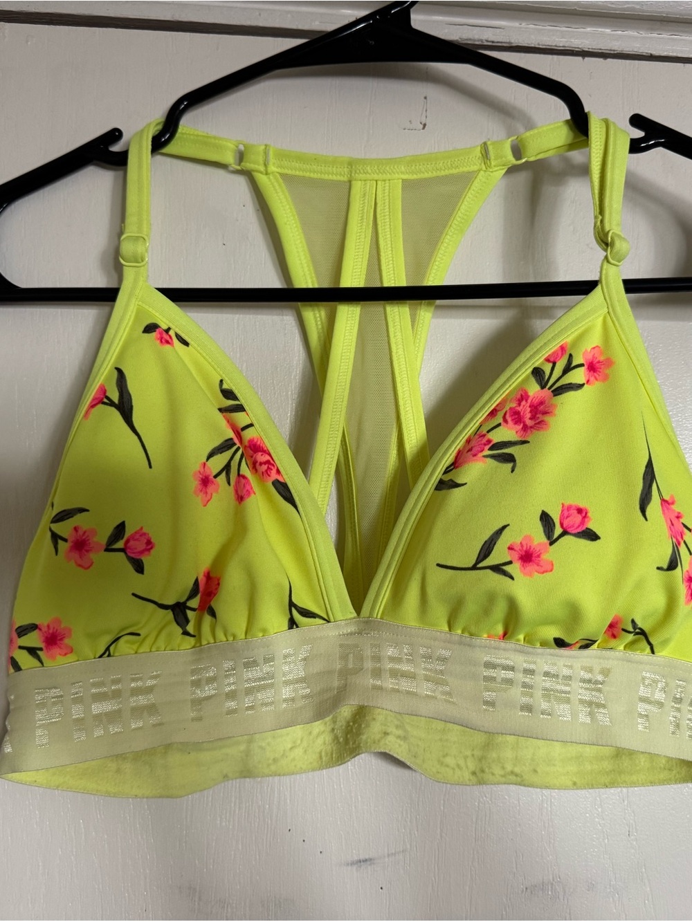 PINK Victoria's Secret Neon Lime Floral Racerback Bralette